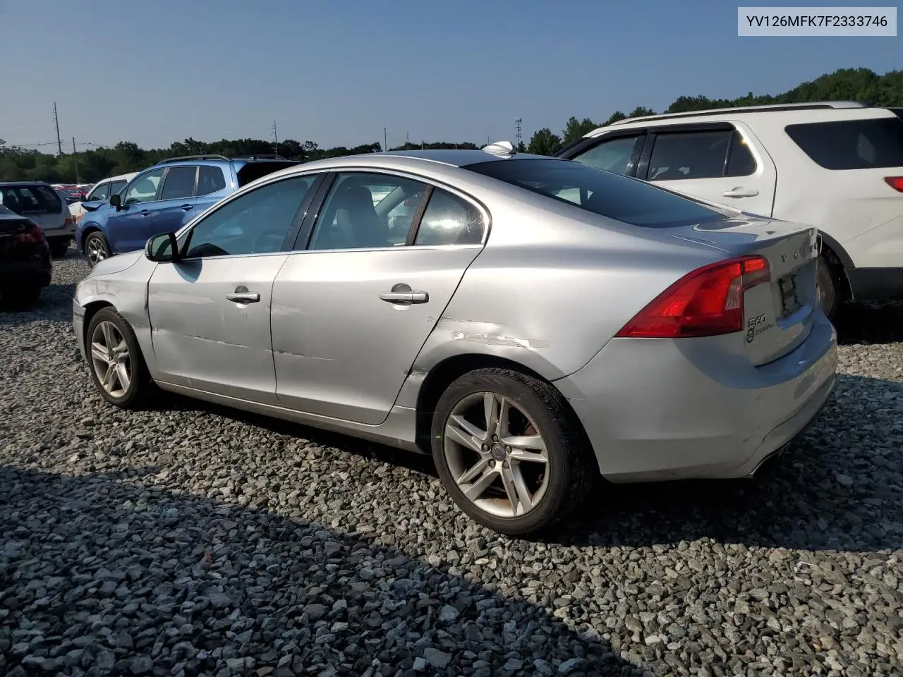 2015 Volvo S60 Premier VIN: YV126MFK7F2333746 Lot: 63005665