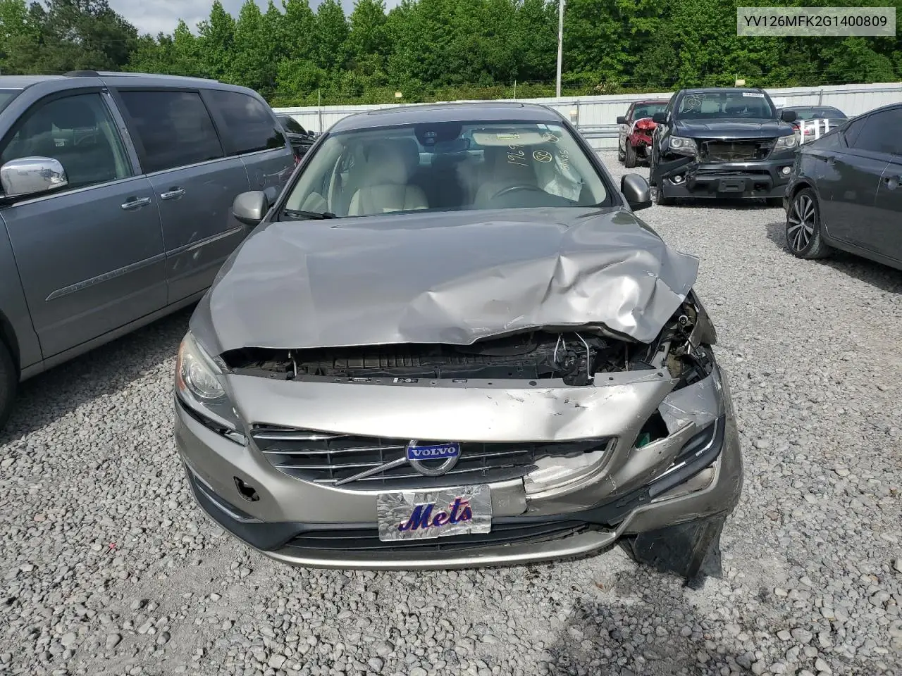 2016 Volvo S60 Premier VIN: YV126MFK2G1400809 Lot: 57175585