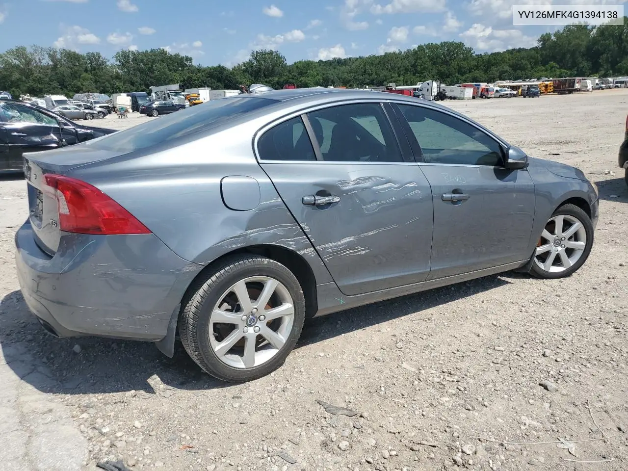 2016 Volvo S60 Premier VIN: YV126MFK4G1394138 Lot: 63701065