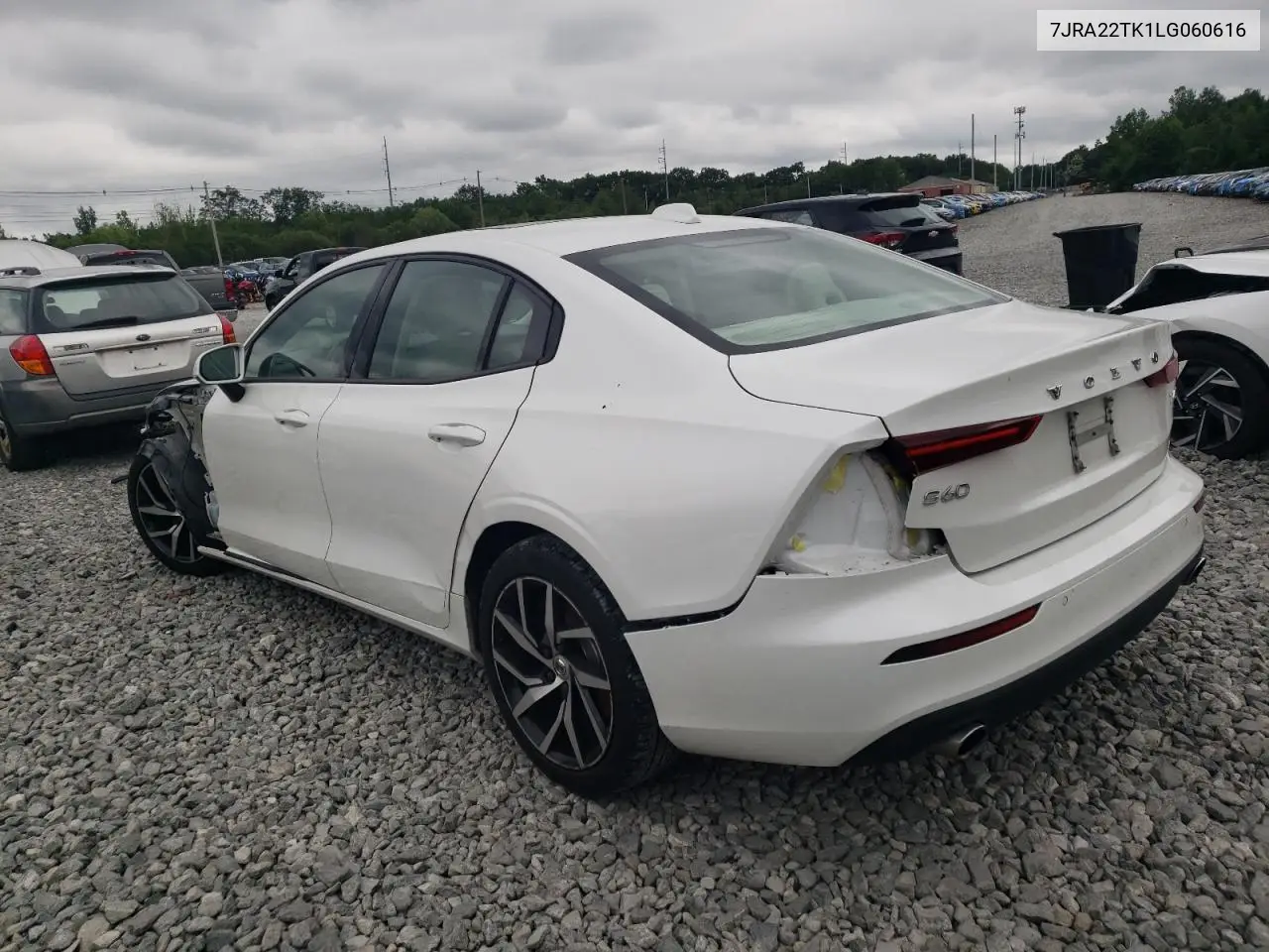 2020 Volvo S60 T6 Momentum VIN: 7JRA22TK1LG060616 Lot: 58347355
