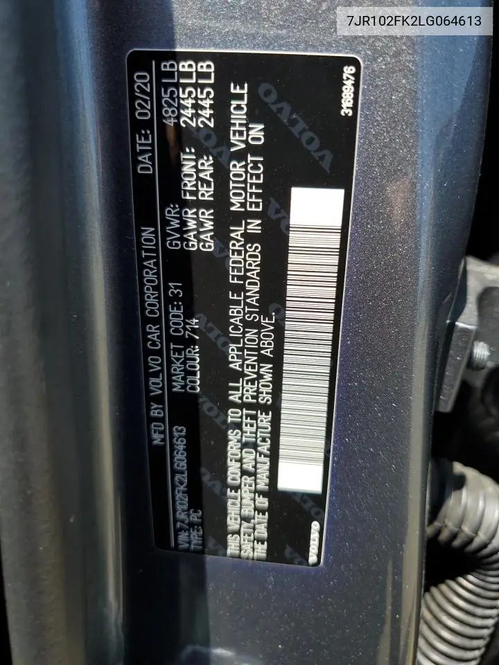 2020 Volvo S60 T5 Momentum VIN: 7JR102FK2LG064613 Lot: 62116935
