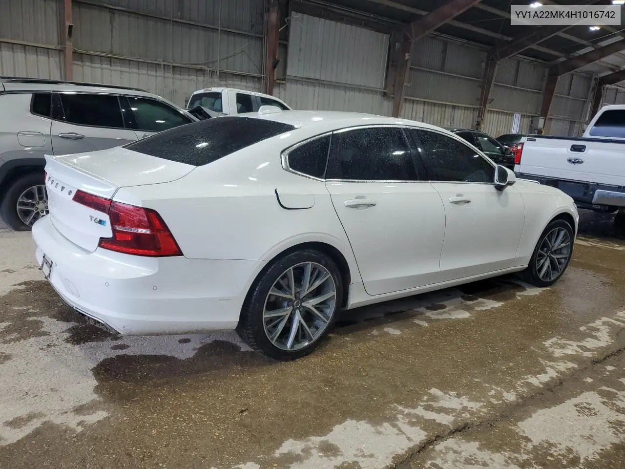 2017 Volvo S90 T6 Momentum VIN: YV1A22MK4H1016742 Lot: 55796935