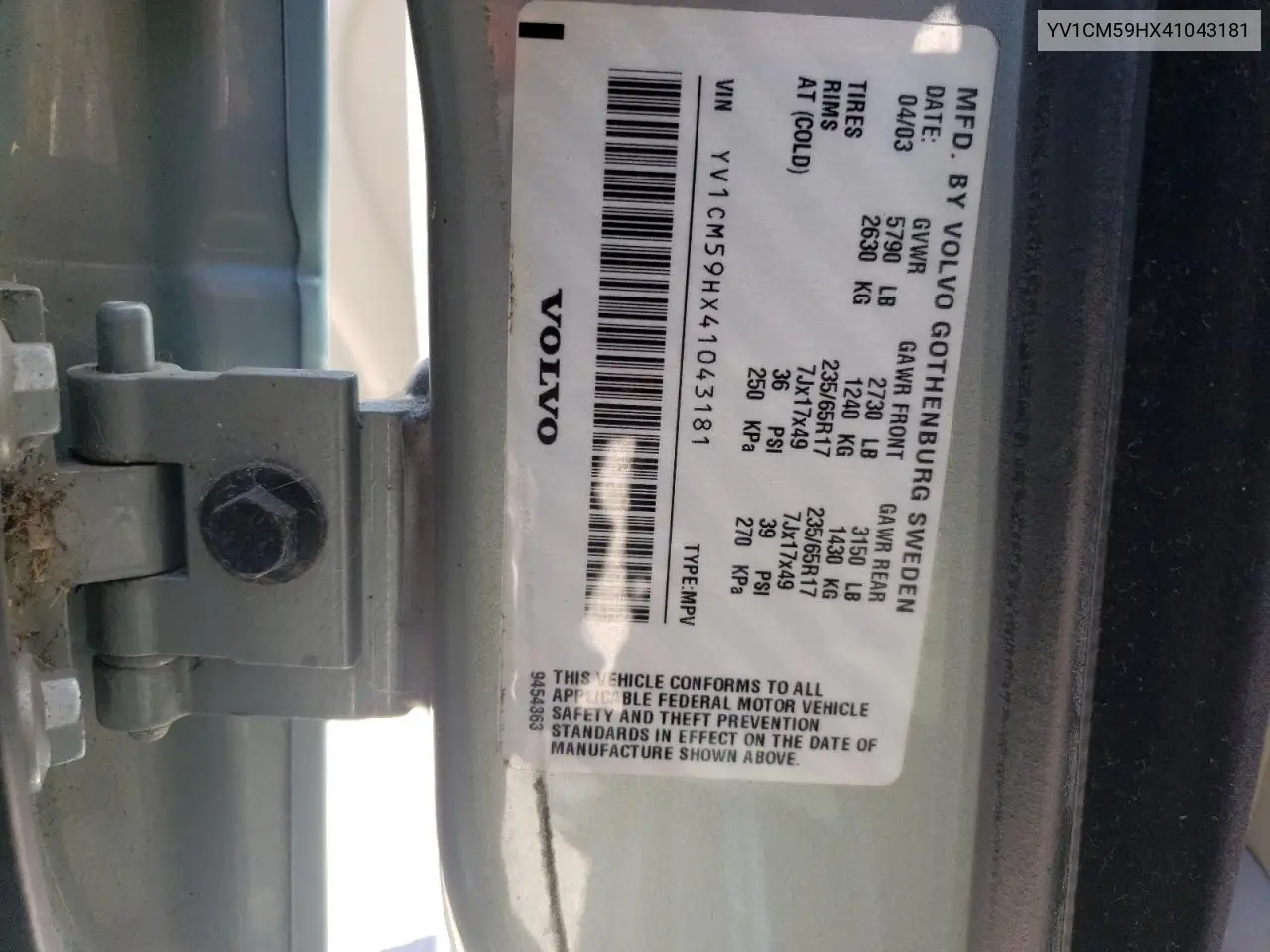 2004 Volvo Xc90 VIN: YV1CM59HX41043181 Lot: 56467635
