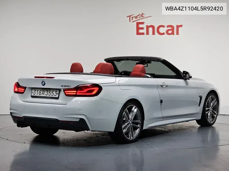 4 Series (F32) 430I M Sports Convertible VIN: WBA4Z1104L5R92420 Lot: 39984017