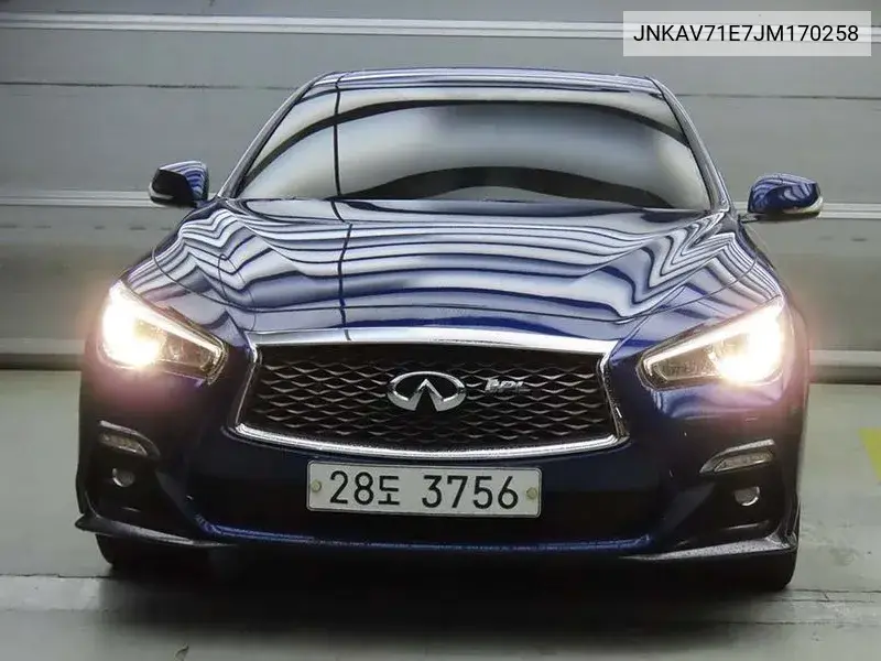 Q50 3.5 Blue Sports Sensor VIN: JNKAV71E7JM170258 Lot: 39634095