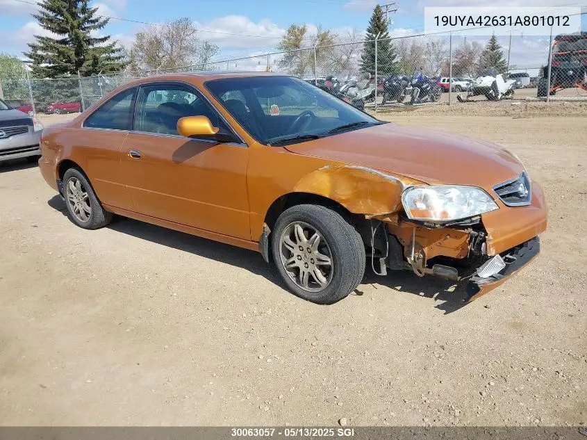 2001 Acura 3.2Cl Type-S VIN: 19UYA42631A801012 Lot: 30063057