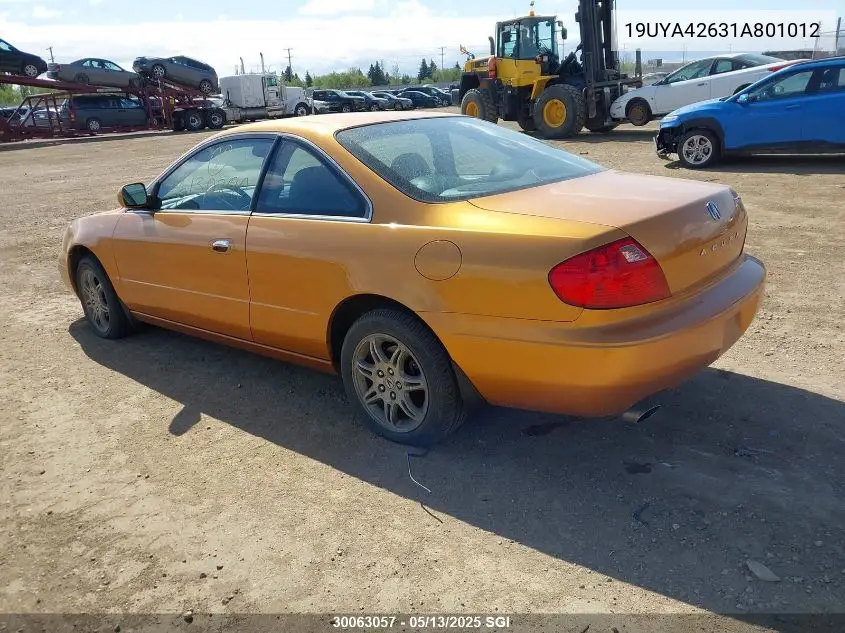 2001 Acura 3.2Cl Type-S VIN: 19UYA42631A801012 Lot: 30063057