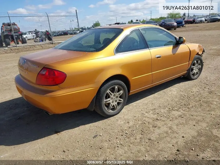 2001 Acura 3.2Cl Type-S VIN: 19UYA42631A801012 Lot: 30063057