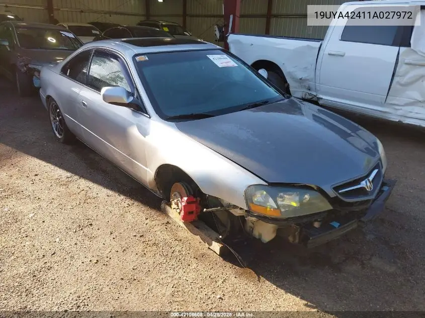 2001 Acura Cl 3.2 VIN: 19UYA42411A027972 Lot: 42108608