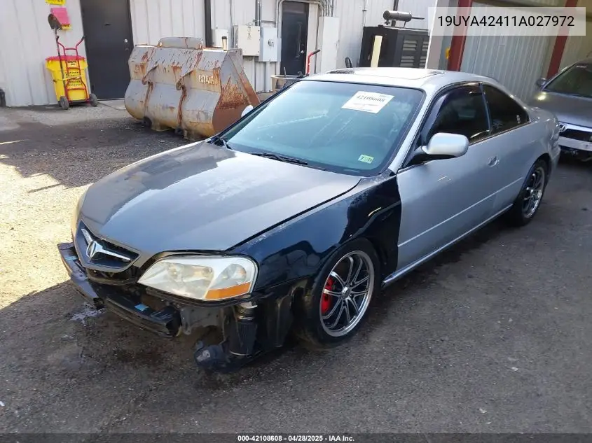 2001 Acura Cl 3.2 VIN: 19UYA42411A027972 Lot: 42108608