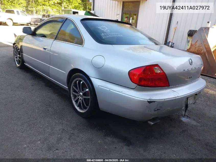 2001 Acura Cl 3.2 VIN: 19UYA42411A027972 Lot: 42108608