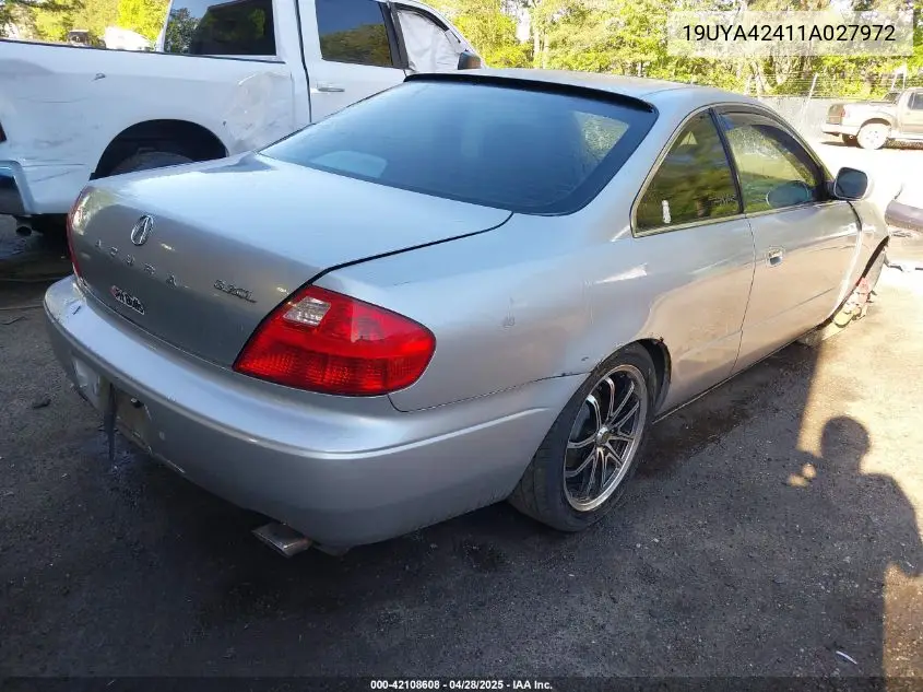 2001 Acura Cl 3.2 VIN: 19UYA42411A027972 Lot: 42108608