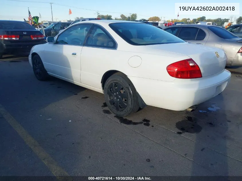 2002 Acura Cl 3.2 Type S VIN: 19UYA42602A002418 Lot: 40721614