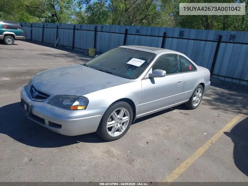 2003 Acura Cl 3.2 Type S Automatic VIN: 19UYA42673A001042 Lot: 42147994