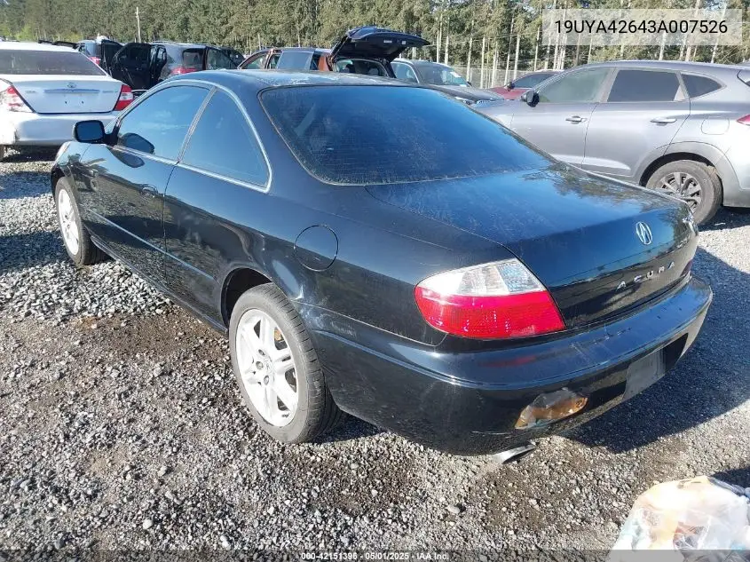 2003 Acura Cl 3.2 Type S Automatic VIN: 19UYA42643A007526 Lot: 42151396