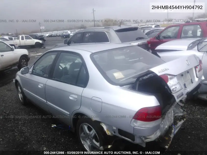2000 Acura El VIN: 2HHMB4544YH904792 Lot: 24412866