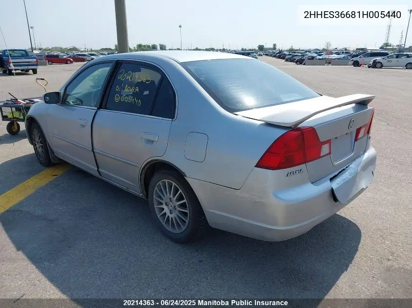 2001 Acura 1.7 El Touring VIN: 2HHES36681H005440 Lot: 20214363
