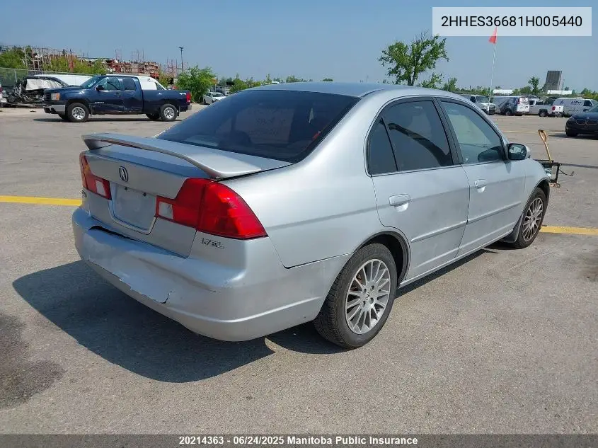 2001 Acura 1.7 El Touring VIN: 2HHES36681H005440 Lot: 20214363