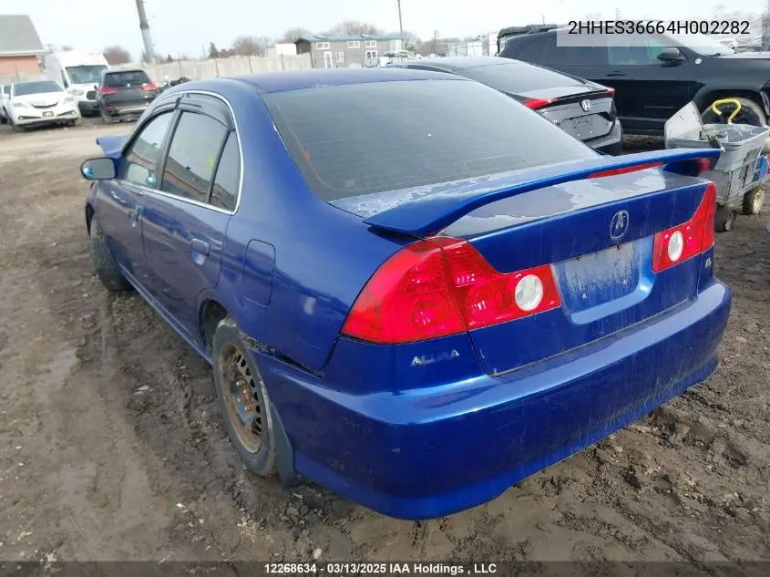 2004 Acura 1.7El Touring VIN: 2HHES36664H002282 Lot: 12268634