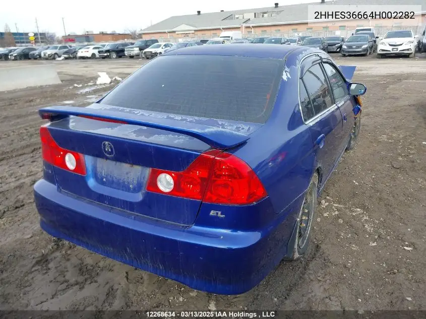 2004 Acura 1.7El Touring VIN: 2HHES36664H002282 Lot: 12268634