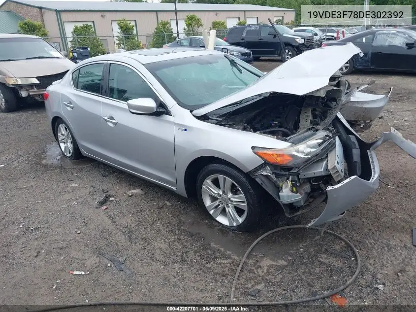 2013 Acura Ilx Hybrid 1.5L VIN: 19VDE3F78DE302392 Lot: 42207701