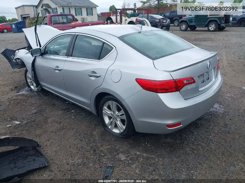 2013 Acura Ilx Hybrid 1.5L VIN: 19VDE3F78DE302392 Lot: 42207701