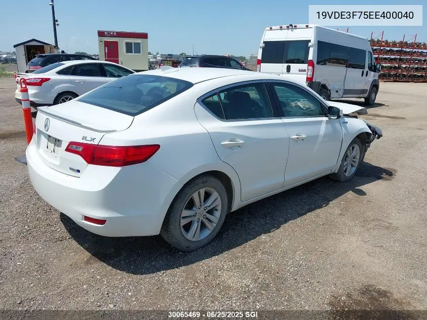 2014 Acura Ilx Hybrid Tech VIN: 19VDE3F75EE400040 Lot: 30065469