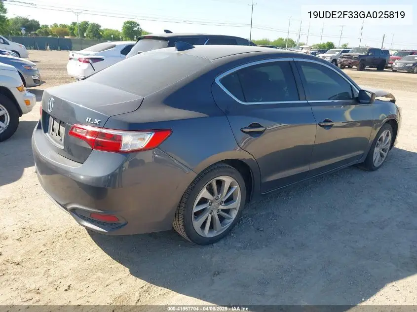 2016 Acura Ilx 2.4L/Acurawatch Plus Package VIN: 19UDE2F33GA025819 Lot: 41967704