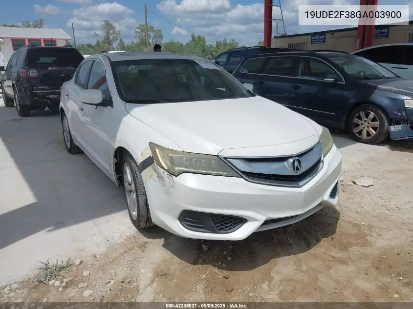 2016 Acura Ilx 2.4L/Acurawatch Plus Package VIN: 19UDE2F38GA003900 Lot: 42235027