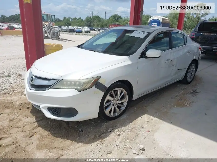 2016 Acura Ilx 2.4L/Acurawatch Plus Package VIN: 19UDE2F38GA003900 Lot: 42235027