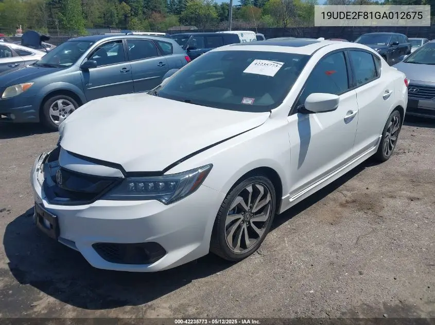 2016 Acura Ilx Premium A-Spec Packages/Technology Plus A-Spec Packages VIN: 19UDE2F81GA012675 Lot: 42235773