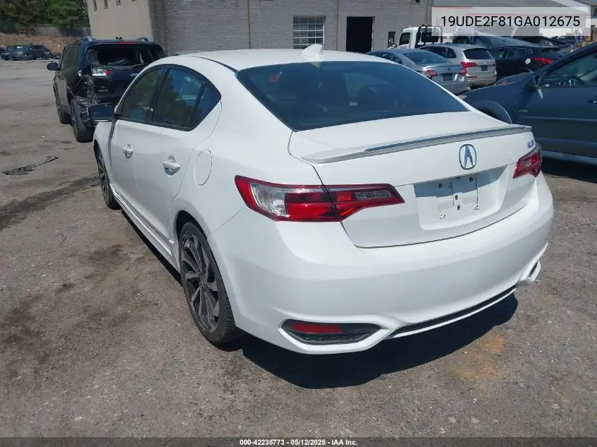 2016 Acura Ilx Premium A-Spec Packages/Technology Plus A-Spec Packages VIN: 19UDE2F81GA012675 Lot: 42235773