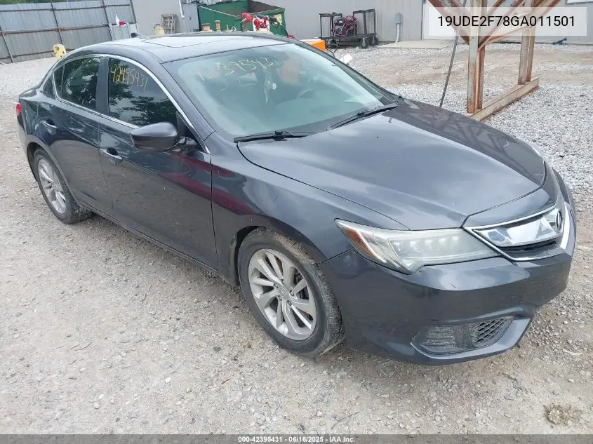 2016 Acura Ilx Premium Package/Technology Plus Package VIN: 19UDE2F78GA011501 Lot: 42395431