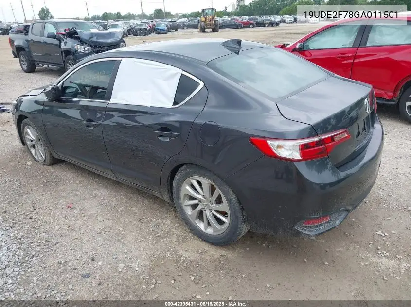 2016 Acura Ilx Premium Package/Technology Plus Package VIN: 19UDE2F78GA011501 Lot: 42395431