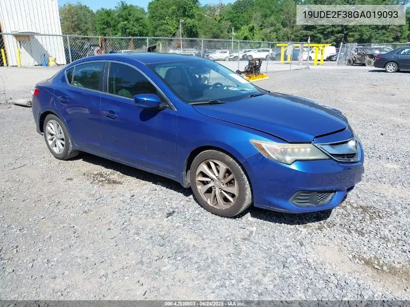 2016 Acura Ilx 2.4L/Acurawatch Plus Package VIN: 19UDE2F38GA019093 Lot: 42530803