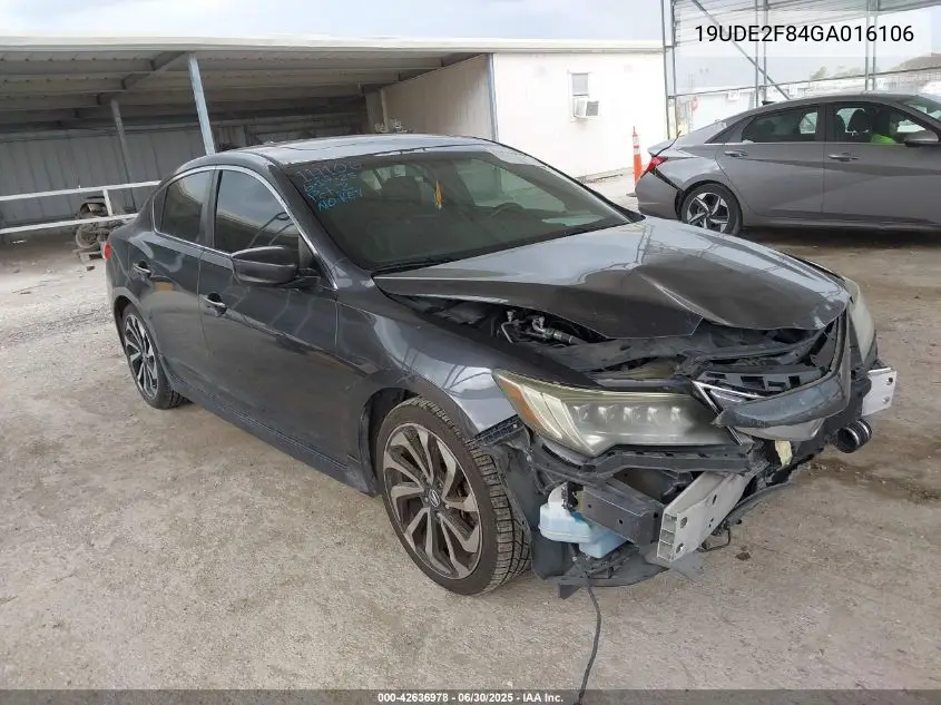 2016 Acura Ilx Premium A-Spec Packages/Technology Plus A-Spec Packages VIN: 19UDE2F84GA016106 Lot: 42636978