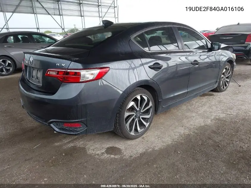 2016 Acura Ilx Premium A-Spec Packages/Technology Plus A-Spec Packages VIN: 19UDE2F84GA016106 Lot: 42636978