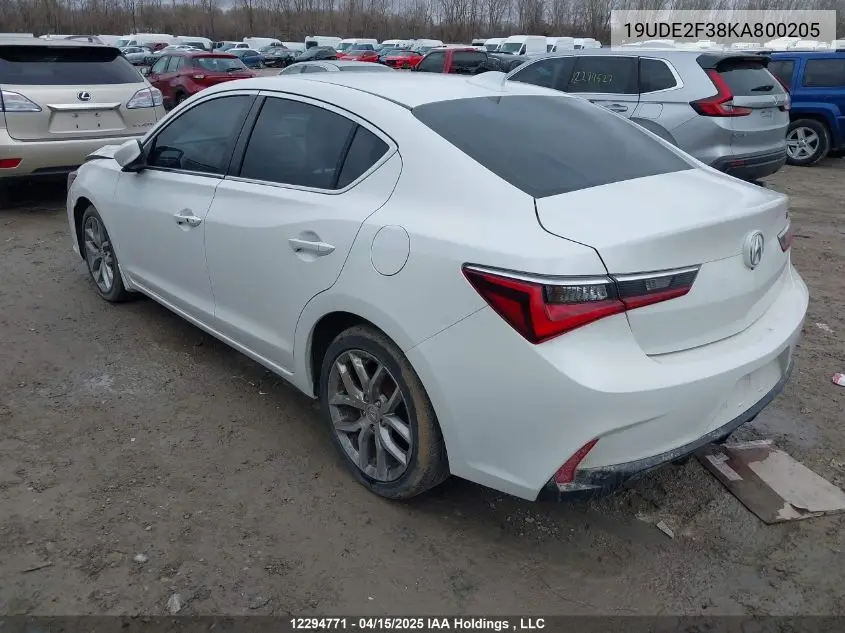 2019 Acura Ilx VIN: 19UDE2F38KA800205 Lot: 12294771