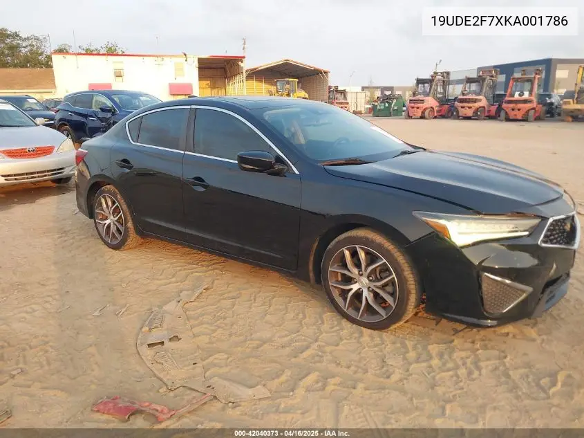 2019 Acura Ilx Premium Package/Technology Package VIN: 19UDE2F7XKA001786 Lot: 42040373