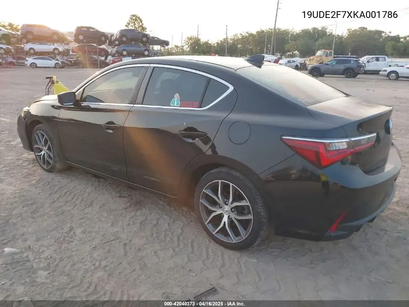 2019 Acura Ilx Premium Package/Technology Package VIN: 19UDE2F7XKA001786 Lot: 42040373