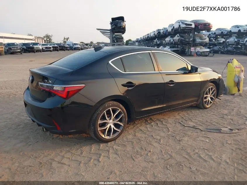 2019 Acura Ilx Premium Package/Technology Package VIN: 19UDE2F7XKA001786 Lot: 42040373