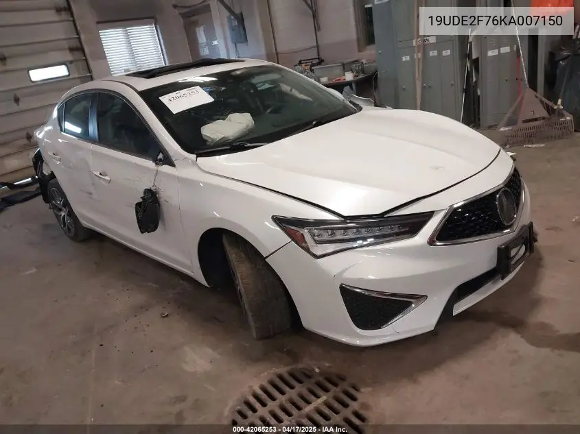 2019 Acura Ilx Premium Package/Technology Package VIN: 19UDE2F76KA007150 Lot: 42065253