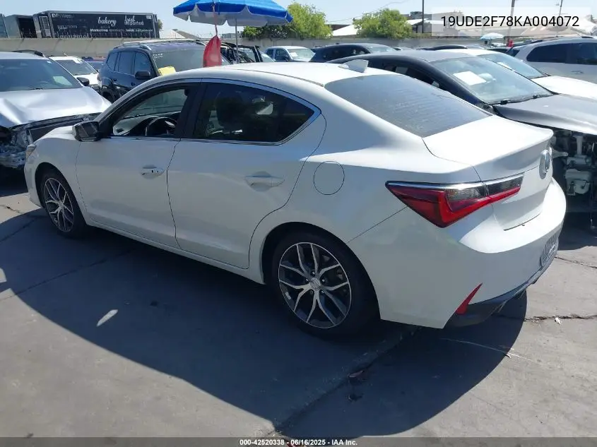2019 Acura Ilx Premium Package/Technology Package VIN: 19UDE2F78KA004072 Lot: 42520338
