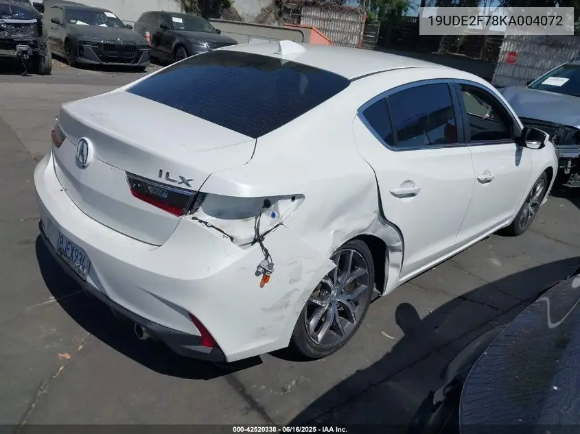 2019 Acura Ilx Premium Package/Technology Package VIN: 19UDE2F78KA004072 Lot: 42520338