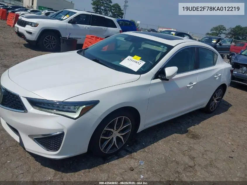2019 Acura Ilx Premium Package/Technology Package VIN: 19UDE2F78KA012219 Lot: 42545852