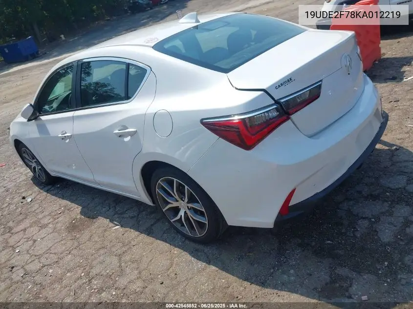 2019 Acura Ilx Premium Package/Technology Package VIN: 19UDE2F78KA012219 Lot: 42545852
