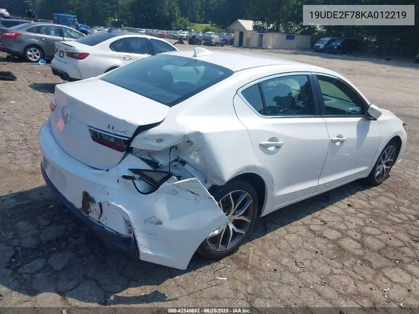 2019 Acura Ilx Premium Package/Technology Package VIN: 19UDE2F78KA012219 Lot: 42545852