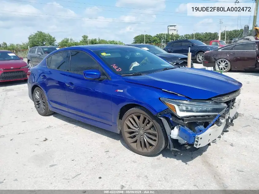 2020 Acura Ilx Premium A-Spec Packages/Technology A-Spec Packages VIN: 19UDE2F80LA002472 Lot: 42232006