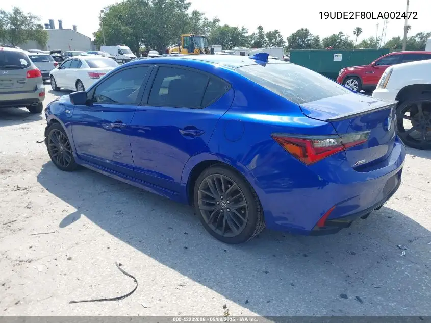 2020 Acura Ilx Premium A-Spec Packages/Technology A-Spec Packages VIN: 19UDE2F80LA002472 Lot: 42232006