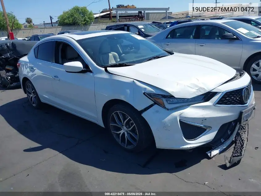 2021 Acura Ilx Premium Package/Technology Package VIN: 19UDE2F76MA010472 Lot: 42218475
